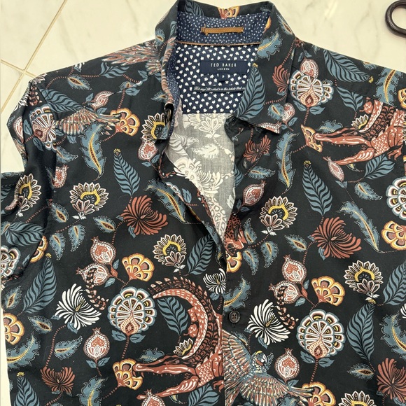 Ted Baker Men’s Shirt, Black Animal print, Size 3 - Picture 5 of 14